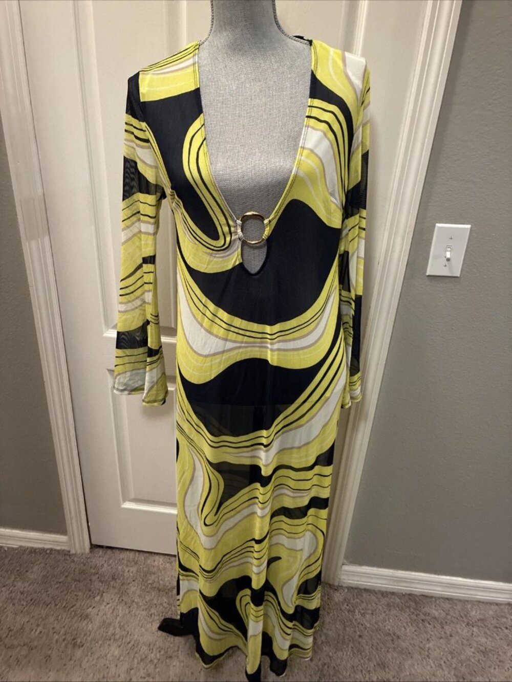 Trina Turk Mesh Maxi Swim Suit Cover-up Beach Dress " NWT" SZ Medium